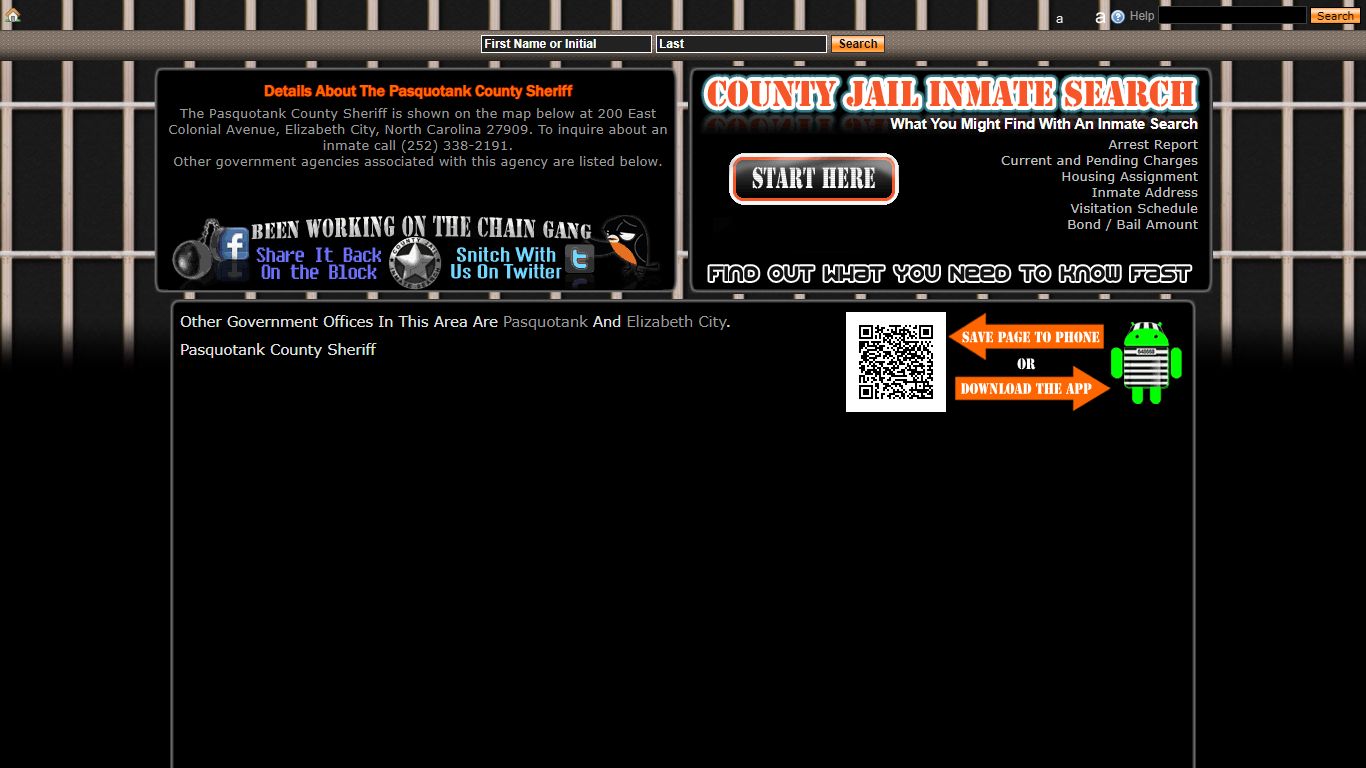 Pasquotank County Sheriff - County Jail Inmate Search